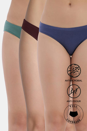 Buy Zivame Low Rise Full Coverage Bikini Panty (Pack of 3) - Multicolor